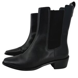 Tory Burch Womens Black Leather Square Toe Chelsea Ankle Boots 143257 Size 6.5M